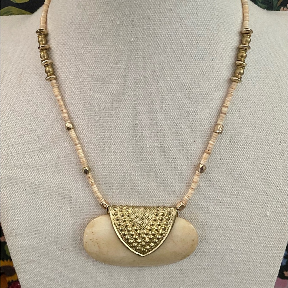 Sundance Bone & Brass Beaded Necklace